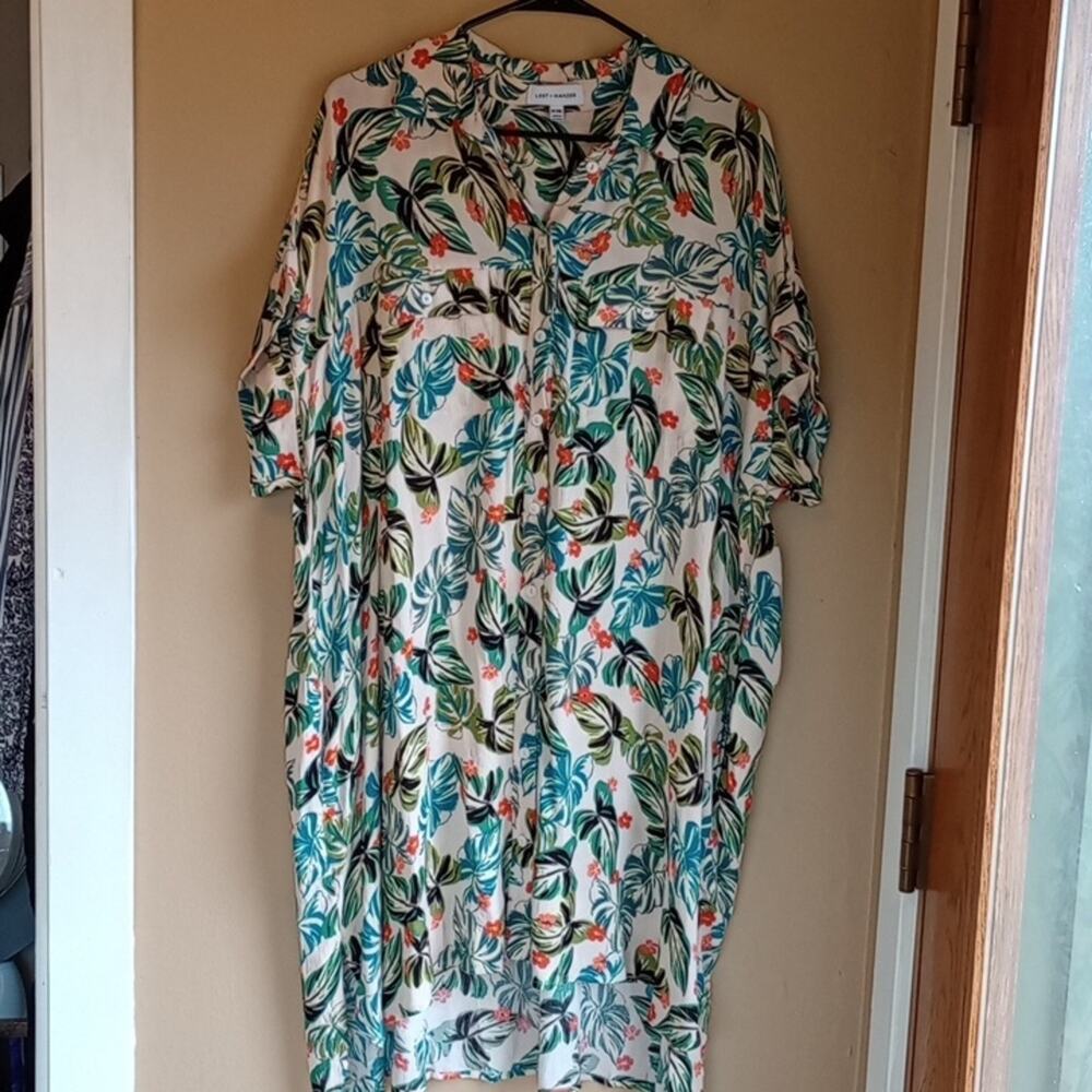 Lost+Wander Floral Button Front Oversized Shirt Dress size XL/2XL